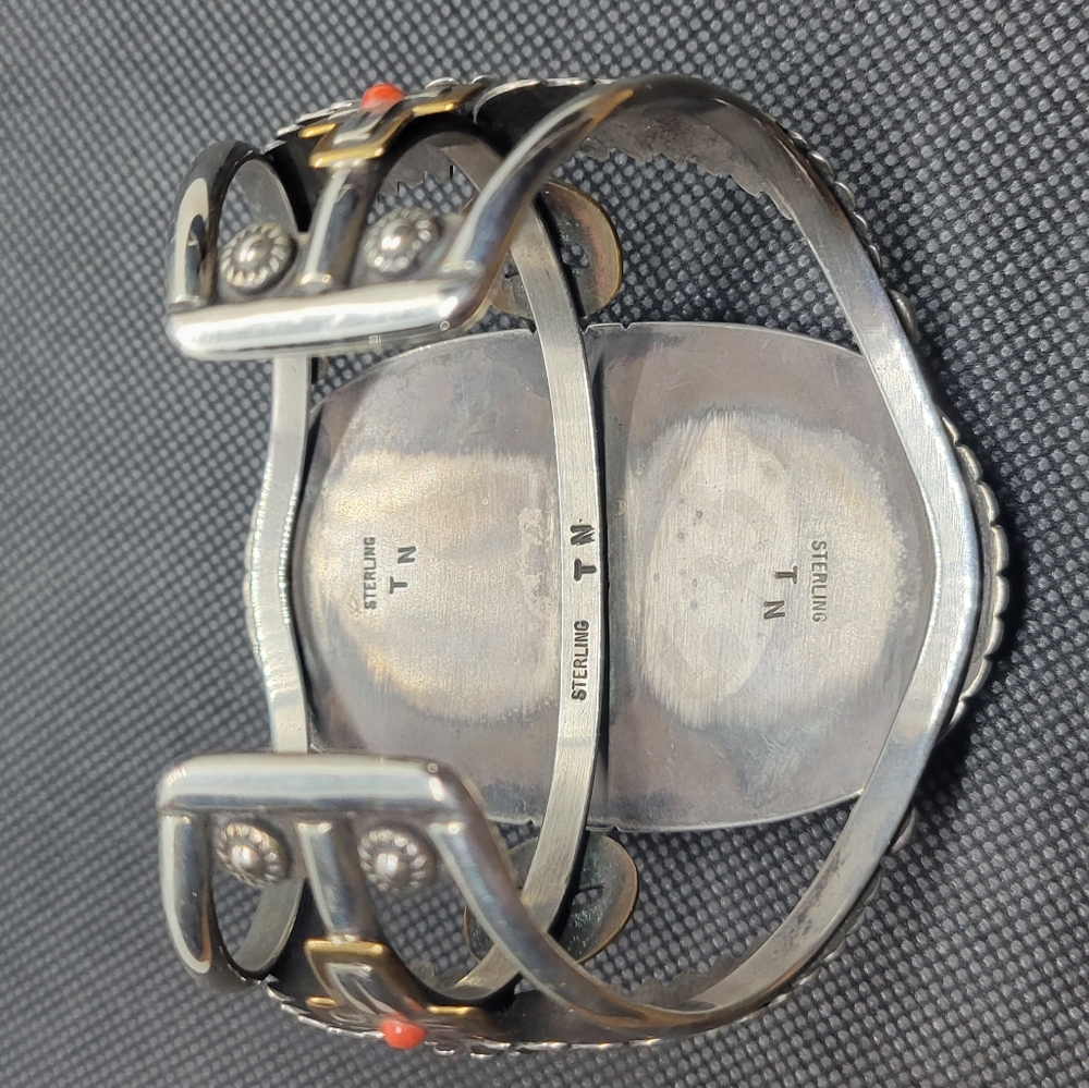 Real ⭐️ Handmade TM Purple Turquoise and Silver Signed Cuff Tommy Nelson Navajo - Picture 8 of 17